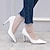 رخيصةأون أحذية نسائية-نسائي كعوب مضخات الكعوب عالي لون سادة مضخات حذاء براس مدبب جلد محفوظ مسطحات اللوز أسود أبيض
