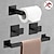 abordables Kits accessoires de salles de bains-accessoire de salle de bain porte-papier hygiénique / crochet pour peignoir et porte-serviette unique nouveau design auto-adhésif en acier inoxydable mural noir mat
