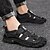 cheap Men&#039;s Sandals-Men&#039;s Sandals Crochet Leather Shoes Flat Sandals Sporty Casual Beach Daily Outdoor Water Shoes Walking Shoes Nappa Leather Cowhide Breathable Handmade Non-slipping Booties / Ankle Boots Black Beige