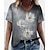 abordables Camisetas y camisetas sin mangas-Mujer Tema Floral Margarita Pintura Camiseta Floral Estampado Escote en Pico Básico Tops Gris