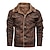 baratos Jaqueta de couro sintético-Homens Jaqueta Bomber Blusão de couro falso Inverno Padrão Cor Sólida Casual Diário Preto Marron Cáqui