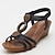 cheap Women&#039;s Sandals-Women&#039;s Sandals Wedge Sandals Outdoor Office Daily Solid Colored Summer Button Wedge Heel Open Toe Elegant Vintage Casual Walking PU Leather Elastic Band Black Gold