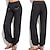 abordables Pantalones básicos de mujer-Mujer Pololos Pantalones anchos Mezcla Lino Algodón Holgado Media cintura Negro Verano