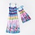 billige Kjoler og jumpsuits-mamma og meg kjoler barnedagskjoler regnbuestripet daglig slitasje print flerfarget blågrønn ermeløs knelang tankkjole boho matchende antrekk