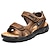 levne Pánské sandály-pánské kožené sandály letní ploché sandály outdoor turistika sandály sportovní sandály plážové denní prodyšné neklouzavé boty černá žlutá hnědá