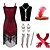 cheap Cosplay &amp; Costumes-The Great Gatsby Roaring 20s The Great Gatsby Cocktail Dress Vintage Dress Dress Halloween Costumes Prom Dresses Women&#039;s Costume Black / Black Red / Black Sliver Vintage Cosplay Sleeveless Party