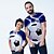 cheap Tops-Dad and Son Tee Graphic Print Blue Navy Blue Short Sleeve Active Matching Outfits / Kids / Summer