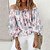 cheap Blouses &amp; Shirts-Women&#039;s T shirt Tee Floral Graphic Patterned Party Going out 3/4 Length Sleeve T shirt Tee Off Shoulder Print Puff Sleeve White Blue Pink S