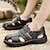 preiswerte Outdoor-Sandalen-schwarze Sandalen aus Kunstleder für Herren mit geschlossener Spitze und verstellbaren Riemen für die Freizeit und den Outdoor-Bereich