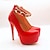 cheap Women&#039;s Heels-Women&#039;s Heels Stilettos High Heels Ankle Strap Heels Platform Stiletto Heel Round Toe Patent Leather PU Zipper Solid Colored Light Pink Red