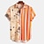cheap Men&#039;s Graphic Shirts-Men&#039;s Shirt Graphic Shirt Floral Striped Turndown Orange Casual Daily Short Sleeve Button-Down Clothing Apparel Fashion Designer Casual Breathable