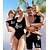cheap Swimsuits-Swimwear Family Look Graphic Print Black Matching Outfits / Summer