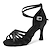 olcso Latin cipők-Női Latin cipő Salsa Cipő Tánccipők Otthoni Teljesítmény Társastánc Szatén Alap Professzionális Lágyabb talpbetét Csat Egyszínű Kubai sarok Lábujj nélküli Felnőttek Sötétbarna Fekete Arany
