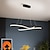 voordelige Cirkelontwerp-led hanglamp modern keukeneiland licht zwart goud 100cm geometrische vormen verzonken verlichting aluminium geschilderde afwerkingen 110-120v 220-240v alleen dimbaar met afstandsbediening