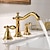 cheap Multi Holes-Vintage Widespread Bathroom Sink Mixer Faucet, 360 Swivel Retro Style Brass 3 Hole 2 Handle Basin Tap Deck Mounted, Washroom Basin Vessel Water Tap with Hot and Cold Hose