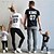 cheap Tops-Family Look T Shirt Cotton Letter Print Gray White Black Short Sleeve Daily Casual Family Photo Matching Outfits
