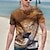 お買い得  動物とマペット-男性用 シャツ Tシャツ グラフィック 動物 ライオン 足 ラウンドネック ホワイト イエロー オレンジ 3Dプリント 日常 祝日 半袖 プリント 衣類 ストリートファッション 誇張された クール