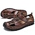 cheap Men&#039;s Shoes-Men&#039;s Sandals Leather Sandals Hand Stitching Beach Slippers Outdoor Hiking Sandals Outdoor Daily Casual British Beach Leather Mesh Upstream Shoes Breathable Light Yellow Red Brown Black Summer