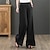abordables pantalon en lin et coton pour femme-Femme Ample Pantalon Coton Bouffant Taille médiale Noir Automne