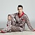 voordelige Pyjama -Voor heren Nachtkleding Pyjamatop en broek Zijden pyjama 2-delig Meetkundig Luxe Huis Bed Strand Faux Zijde Comfort Lange mouw Pantalon Lente Zomer Rode feestpyjama set Pyjamaset met rode cirkel