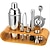cheap Barware-Insulated Cocktail Shaker Mixer Bartender Kit 10pcs Cocktail Shaker Mixer Stainless Steel 550ml Bar Tool Set with Stylish Bamboo Stand Perfect Home Bartending Kit and Martini Cocktail Shaker Set