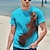 お買い得  動物とマペット-男性用 Tシャツ 面白いTシャツ グラフィック 動物 リス ラウンドネック シーブルー ホワイト イエロー ルビーレッド ブルー 3Dプリント 日常 祝日 半袖 プリント 衣類 ストリートファッション 誇張された デザイナー ベーシック