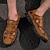 tanie Sandały męskie-Męskie Sandały Skórzane sandały Ręcznie robione buty Buty rzymskie Styl plażowy Na zewnątrz Codzienny Skóra nappa Oddychający Tasiemka Czarny Brązowy Lato Wiosna