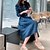 povoljno Ženske haljine-Žene Traper haljine Midi haljina Plava Dugih rukava Jedna barva Proljeće Ljeto Ležerno za svaki dan 2022 S M L XL