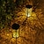 abordables Luces LED Solares-luces solares al aire libre lámpara de jardín solar a prueba de agua linternas solares colgantes luces de proyector solares huecas retro con mango para patio cerca de árbol iluminación de paisaje de