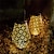 billige Pathway Lights &amp; Lanterns-Udendørs Solar Garden Light Vandtæt Retro Iron Lantern With Handle Yard Lights Vintage Flower Hollow Lantern Projection Solar Lamp