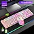 cheap Mouse Keyboard Combo-Wireless Gaming Keyboard and Mouse Combo with Rainbow LED Backlit Rechargeable 3800mAh Battery Mechanical Feel 7 Color Gaming Mouse,2400DPI Mouse Pad for Windows PC Gamers