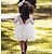 preiswerte Kleider-Kinder Baby Wenig Mädchen Kleid Blume Tüll-Kleid Spitze Gitter Rückenfrei Weiß Schwarz Purpur Asymmetrisch 3/4 Ärmel nette Art Kleider Regular Fit