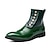 cheap Dress Boots-Men&#039;s Boots Chelsea Boots Button Boots Brogue Dress Shoes Business British Wedding Party &amp; Evening St. Patrick&#039;s Day Patent Leather Synthetics Booties / Ankle Boots Buckle Black Green Color Block