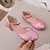 cheap Kids&#039; Princess Shoes-Girls&#039; Heels Party Princess Shoes Glitters Rubber PU Little Kids(4-7ys) Big Kids(7years +) Daily Party &amp; Evening Walking Shoes Rhinestone Buckle Sequin White Dusty Rose Blue Fall Spring