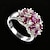 baratos Anéis-prata corte oval vermelho preto verde azul cúbico zircônia floral anel cluster feminino multicolor flor anel anel de noivado de casamento