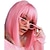 olcso Szintetikus, trendi parókák-rózsaszín bob paróka frufruval 12 hüvelykes rövid, egyenes bob paróka színes szintetikus cosplay napi parti paróka nőknek