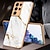 cheap Samsung Case-Marble Tempered Glass Case For Samsung Galaxy S22 Ultra S21 Plus S22 Plus S21 Ultra Soft Plalting Frame Cover Geometric Pattern