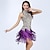 Χαμηλού Κόστους Latin Ρούχα Χορού-λατινικό φόρεμα χορού με κρόσσια φούντα μάτισμα παγιέτα γυναικεία προπόνηση αμάνικο ψηλό πολυεστέρα