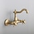 cheap Wall Mount-Bathroom Sink Faucet,Two Handles Golden Wall Mount Two Holes Retro Style Standard Spout Bathroom Sink Faucet with Cold and Hot Switch