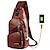 billige Herrevesker-Men&#039;s Sling Shoulder Bag Chest Bag PU Leather Daily Zipper Waterproof Black