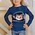 baratos camisetas 3d para meninas-Crianças gato impressão 3d camiseta manga longa azul royal azul animal print desgaste diário ativo bebê/outono