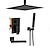 billiga Termostatblandare för dusch-duschsystem kransats regnduschhuvud 10 tum svart, grovt i ventil och trimsats combo set högtryckshuvud med handhållen väggmonterad för badrum
