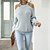 cheap Knit Tops-Women&#039;s Pullover Sweater Solid Color Knitted Casual Sexy Long Sleeve Sweater Cardigans Fall Winter Halter Neck Blue Gray / Regular Fit