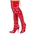 Χαμηλού Κόστους Γυναικείες Μπότες-Γυναικεία Μπότες Μεγάλα Μεγέθη Μπότες Stripper Σέξυ μπότες Πάρτι Μονόχρωμο Μπότες Πάνω από το Γόνατο Μπότες μηρών Κορδόνια Τακούνι Στιλέτο Μυτερή Μύτη PU Φερμουάρ Μαύρο Λευκό Κόκκινο