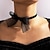 זול שרשראות-תחרה שחורה סקסית קשת צווארון צווארון שרשרת שרשרת זמש קטיפה רכה עניבת קולר עניבת מתנה לנשים בני נוער בנות (שחור)