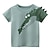 cheap Tees &amp; Shirts-Kids Boys T shirt Animal School Short Sleeve Print Cute Cotton 3-8 Years Summer Green