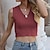 cheap Knit Tops-Women&#039;s Vest Solid Color Short Sleeve Sweater Cardigans V Neck Light Blue Rust Red Blushing Pink