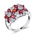 baratos Anéis-prata corte oval vermelho preto verde azul cúbico zircônia floral anel cluster feminino multicolor flor anel anel de noivado de casamento
