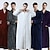 cheap Men&#039;s Robes-Men&#039;s Pajamas Robe Bathrobe Nightgown Plush Robe Plush Home Spa Polyester Jacquard Fleece Warm V Wire Long Sleeve White Navy Blue