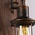 זול פמוטי קיר-33 ס&quot;מ מנורות קיר בסגנון וינטג&#039; יצירתי עץ/במבוק עיצוב פנס קיר פמוטים ברזל חדר שינה חיצוני מסדרון אור קיר 110-120/220-240v